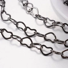 Chain Handmade 6.5x4.5x0.3mm Heart Links Gunmetal 3M (CNLF)