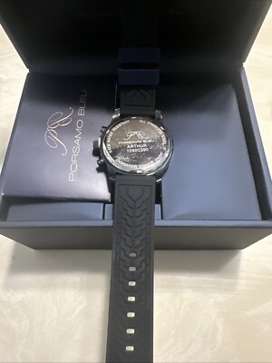 Porsamo Bleu Arthur Luxury Chronograph Men s Silicone Strap Watch, Gunmetal,Blue