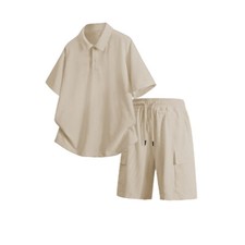 Mens Tracksuit 2-Piece Set Short Sleeve T Shirt Shorts Sweatsuit Outfit Set