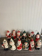 FRONTGATE VINTAGE HOLIDAY COLLECTION SANTA ORNAMENTS SET OF 12 ORIGINAL BOX