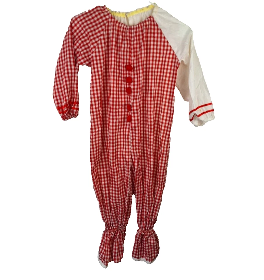 De Colección Disfraz de Payaso Mono Unisex Cuello Volantes Cuadros Rojo Sin Marca 2 Piezas Foto 4 de 4
