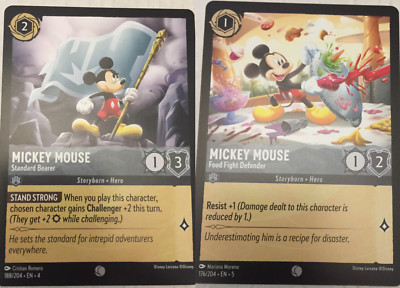 Disney Lorcana Mickey Mouse Cards #188 & #176