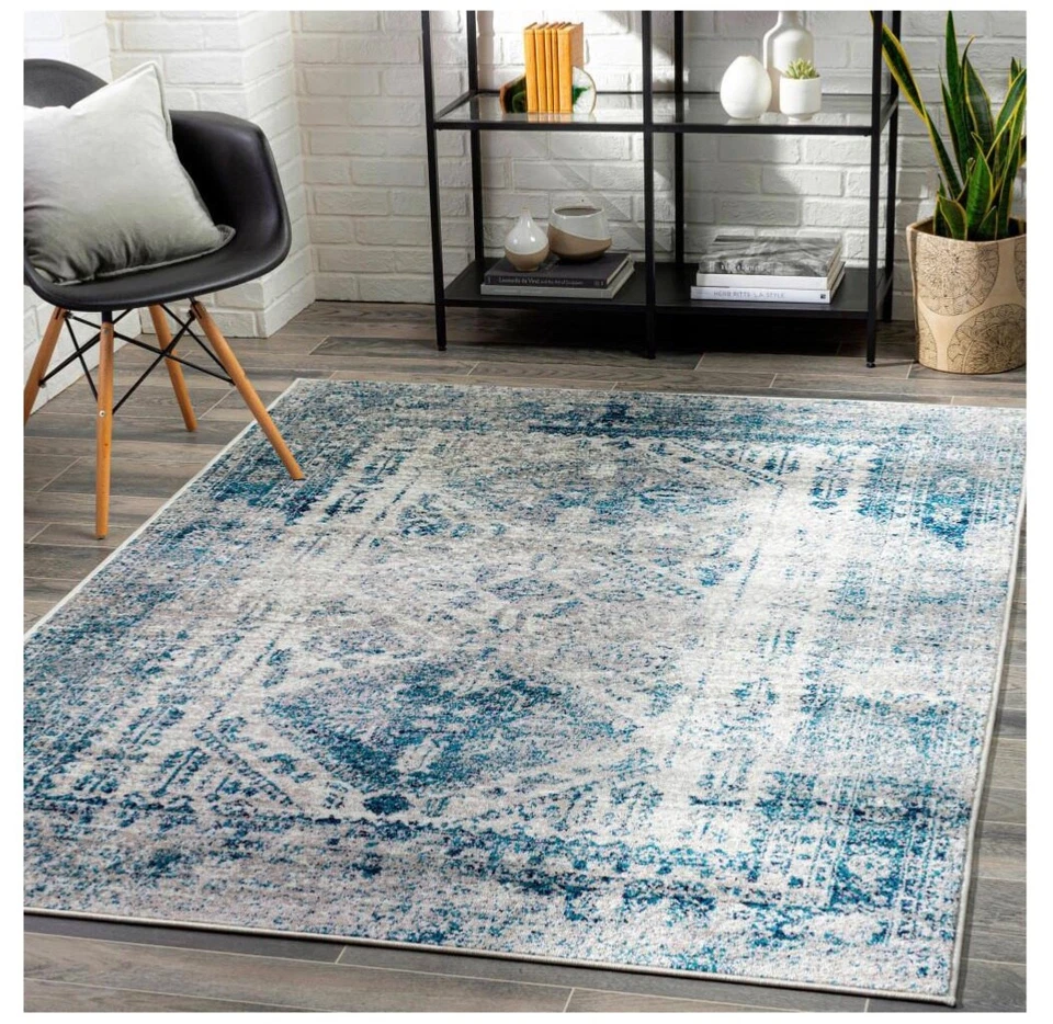 Rectangle Area Rug Carpet Surya Monte Carlo MNC-2315 Blue Gray Turkey 8’10”x12’ - Image 2 of 4