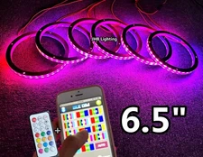 JHB 6PCS Set APP Remote Dream CHASING  LED 1/2"Spacer 6.5"Speaker Rings Lights