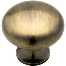 (12 Pack) 1-1/4"  Smooth Knob Antique Brass