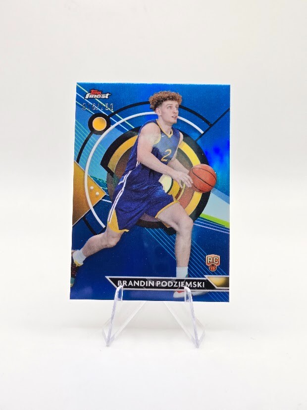 Brandin Podziemski 2023-24 Topps Finest RC Blue Refractor SP /150 #92 Warriors