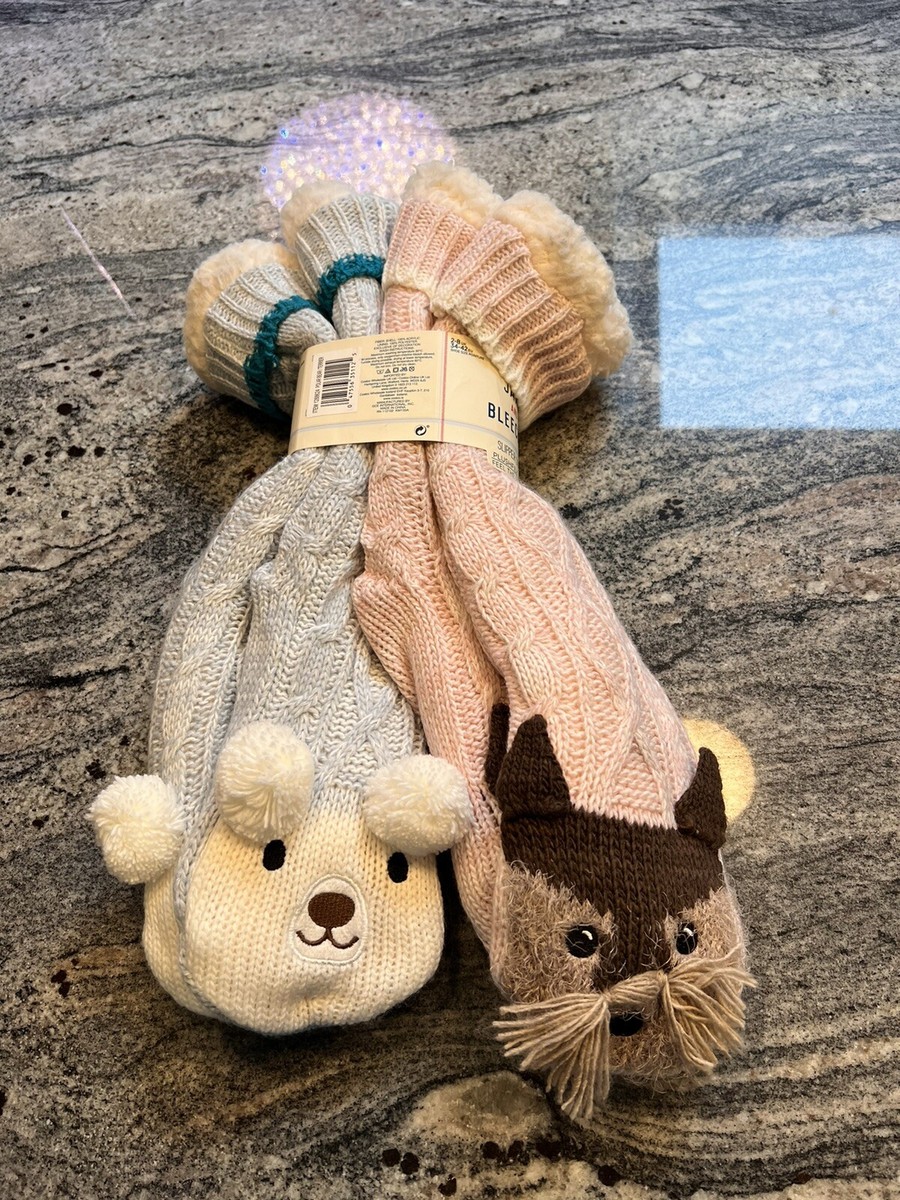 Jane Bleecker plushfill lined pairs slipper socks Polar Bear