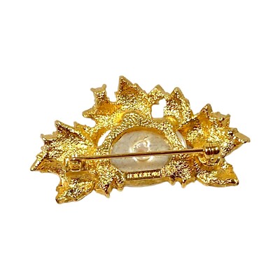 Richelieu Brooch Pin Gold Plated Faux Pearl Rhinestone Baroque  display picture 1