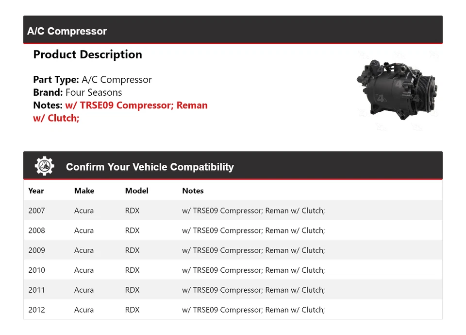 Компрессор кондиционера Acura RDX 2007-2012 4 сезона 2008 2009 2010 2011 - Изображение 2 из 4