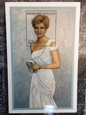 PRINCESS DIANA COMMEMORATIVE SHEET STAMP WHITE CHIFFON EVENING DRESS COA LTD ED