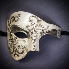 Phantom of the Opera Venetian Halloween Masquerade Ball Party Face Mask Silver