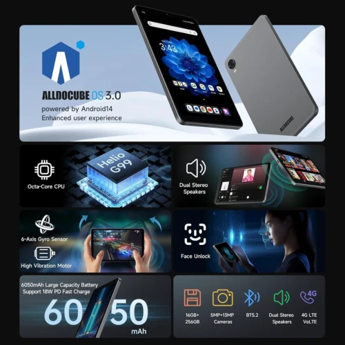ALLDOCUBE iPlay60 Mini Pro 8.4" Android 14 Tablet, CPU 16GB+256GB(Android 14) - Imagen 2 de 4