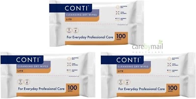 3 x Conti Lite Large Patient Cleansing Dry Wipes - 3 Packs of 100