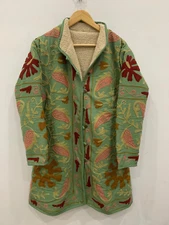 Embroidered boho Long Duck Fur Jacket | Long Coat | Gypsy Winter Jacket | Coat