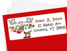 CUTE Reindeer Christmas Ornaments Personalized Return Address Labels
