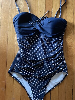 Togs US 16 Navy Blue Polka Dot Swimsuit 1 Piece Fits Like Size 12 | eBay