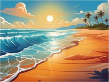 Tile Mural Beach Sky Sun Ocean Kitchen Bathroom Shower Backsplash Marble Ceramic