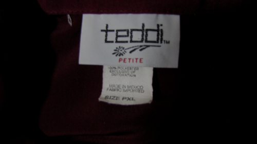 VTG TEDDI Burgundy SILKY Smooth Jacket Gold Trim Button/zip Long-sleeve Wm. PXL - Picture 12 of 15