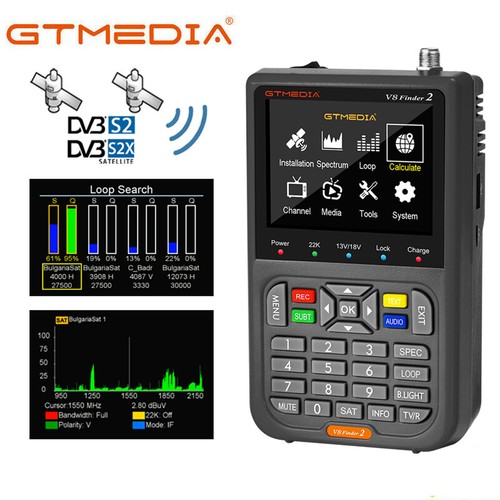 GTMEDIA V8 Sat Finder DVB-S2/S2X FTA Digital Satellite Finder Signal Meter 3.5'' - Afbeelding 1 van 14