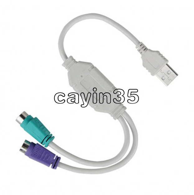 Dual PS2 Buchse zu USB Stecker Konverter Adapter Kabel F/M für Maus Tastatur UK - Bild 3 von 4