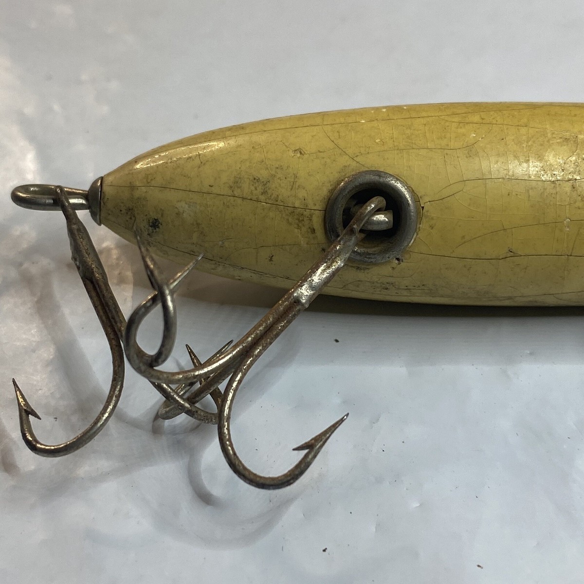 Vintage Wooden Fishing Lure Topwater Popper Glass Eyes Red Vintage Wooden Fishing Lure Topwater Popper Glass Eyes Red