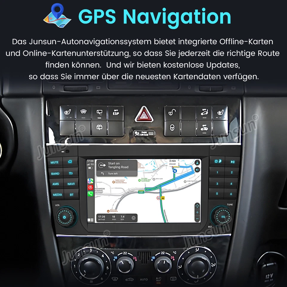 Carplay Für Mercedes Benz C Klasse W203 CLK W209 Autoradio Android 13 GPS 2+32GB - Bild 4 von 4