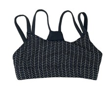 Oiselle Verrazano Sports Running Bra Size XS Black Gray White Made in USA