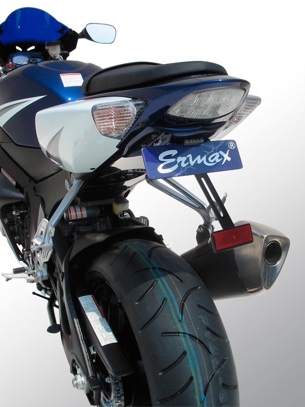 Support de plaque Ermax Suzuki GSXR 1000 2005/2008 en ABS avec éclairage de plaque intégré