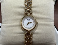 Ladie's ESQ by Movado Gold Plated Watch 100512- NEW BATTERY W BOX