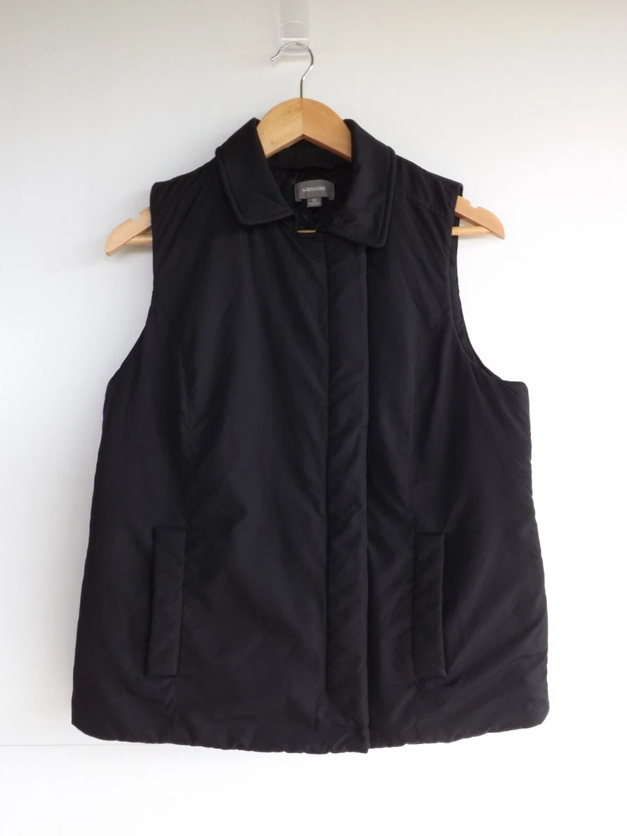 Sussan Puffer Vest 12 Womens Black Zip Up Sleeveless Winter Pockets | eBay