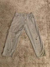 Vintage Thrashed Carpenter Pants 36x30 Duck Distressed Shredded