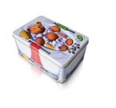 SILVER CRANE Collectible Teddy Bear Tin Storage Box TEDDY IN TUB  White