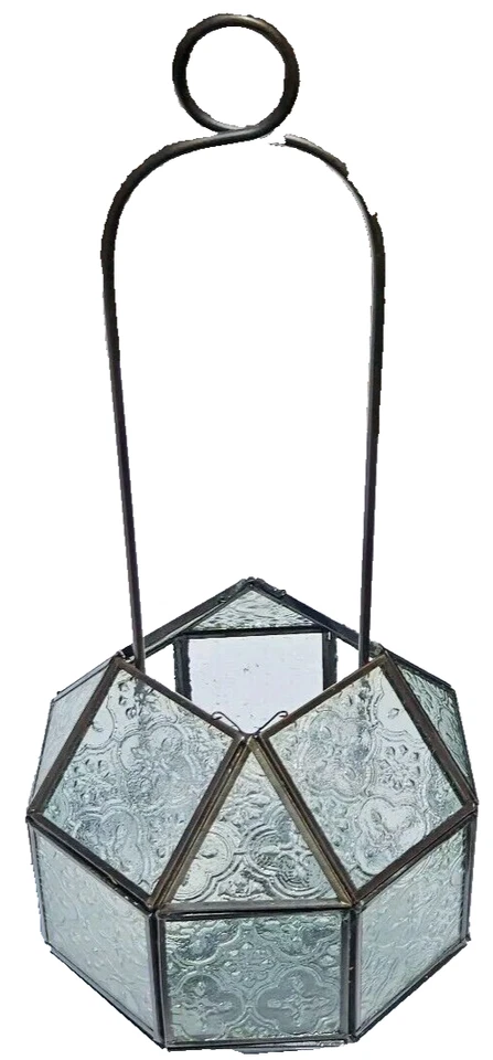Outdoor Frosted Glass Lantern/Vintage/Iron/16"Lx7"W/ - Image 3 of 4