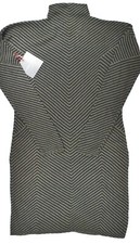 CYNTHIA ROWLEY Knit Sweater Mock Neck Dress (Chevron Olive Black) Women's Medium