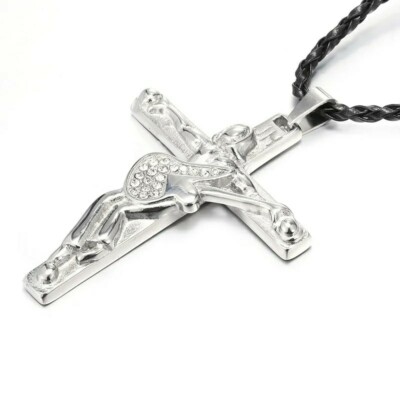 Collier Pendentif Johnny Hallyday - Guitare Et Croix Avec Diamant, Acier Inoxydable Argenté
