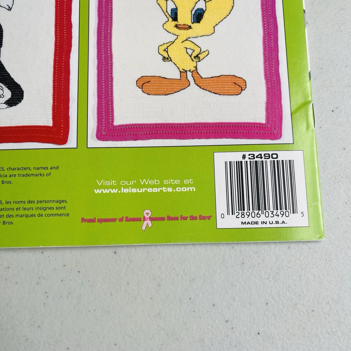 Folleto Looney Tunes Crochet Afghans Leisure Arts 2003 Taz Tweety Bugs Bunny