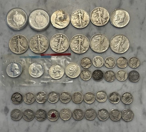 $10 Face Value 90% Silver Quarter, Walking Liberty, Mercury Dime, Proof, & More