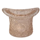 Vintage Depression Glass Top Hat Pink Daisy & Button Design Vase Trinket Dish