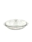 Vintage Anchor Hocking SAVANNAH Floral Clear Glass Oval 2 Qt Casserole Dish