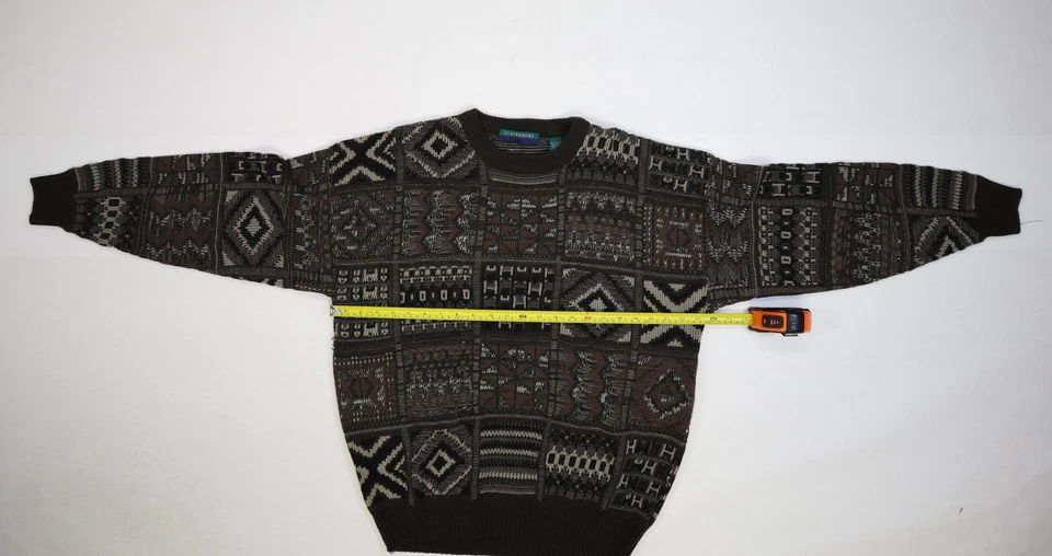 Suéter Claybrooke De Colección Para Hombres XL Marrón Mezcla Lana Patrón Abstracto Corea Años 90 Foto 3 de 4