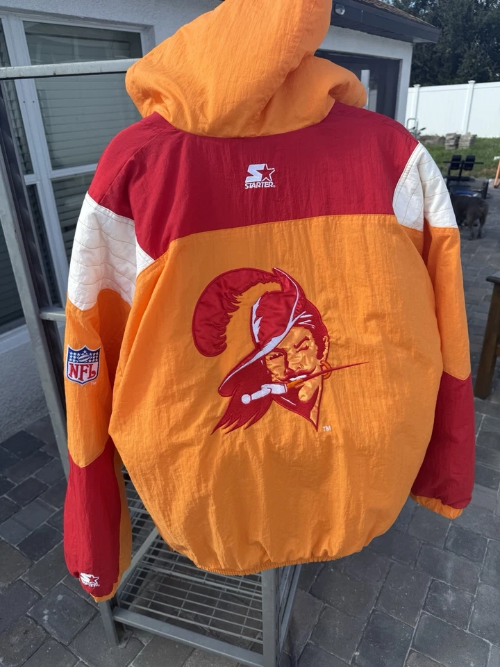 Chaqueta de iniciación Tampa Bay Buccaneers vintage años 90 Creamsicle XL Pullover RARA como nueva Foto 3 de 4