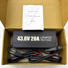 43.8V 20A LiFePO4 Mains Battery Charger NE003 w/ AC Plug  Alligator Clips