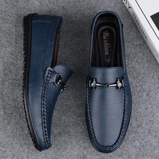 Handmade Genuine Leather Loafers Leisure Shoes Slip on Flats Walk Male Shoes 