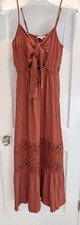 American Eagle Milkmaid Maxi Small Boho Crochet Ruffle Dark Orange