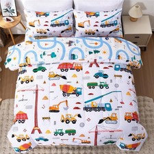 5 Pieces Construction Truck Twin Comforter Set for Boys Kids Building Vehicle...