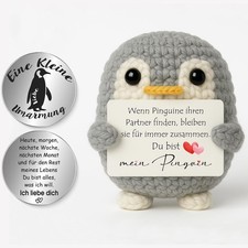 Pinguin Dekofigur Gl&uuml;cksbringer Umarmungs-Token Set 2 St&uuml;ck Geschenk f&uuml;r Paare