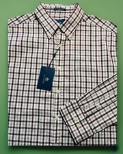 Gant Men's The Heather Oxford Fitted Check 605 Port Red Shirt Sz XL-43/44-17 1/2