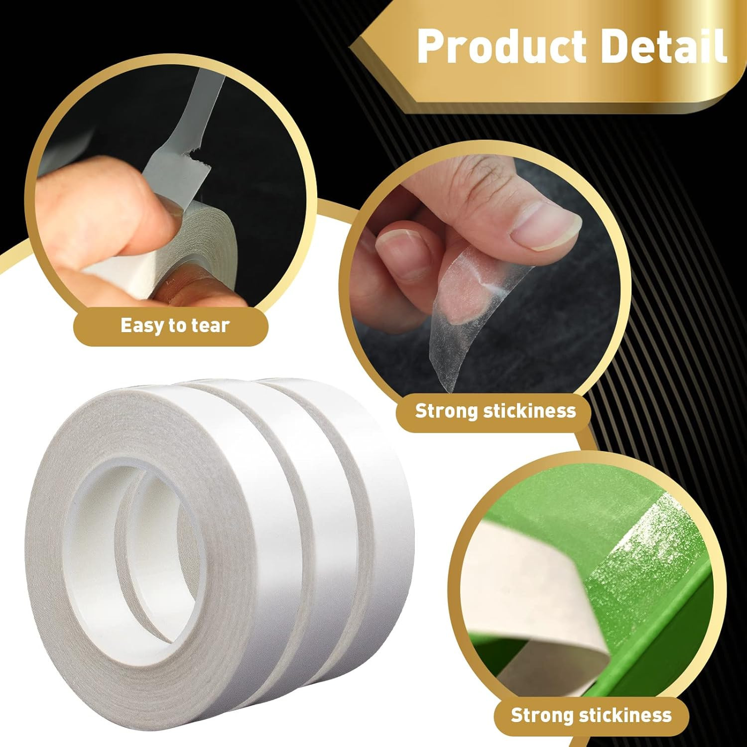 3 Rolls Thin Double Sided Tape for Crafts, Arts, Scrapbooking,Photography, Paper