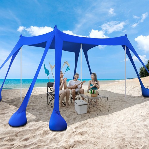 Sun Shelter 10x10ft, Beach Tent, Shade Canopy, Sunshade UPF50+ with 8 Sandbag...