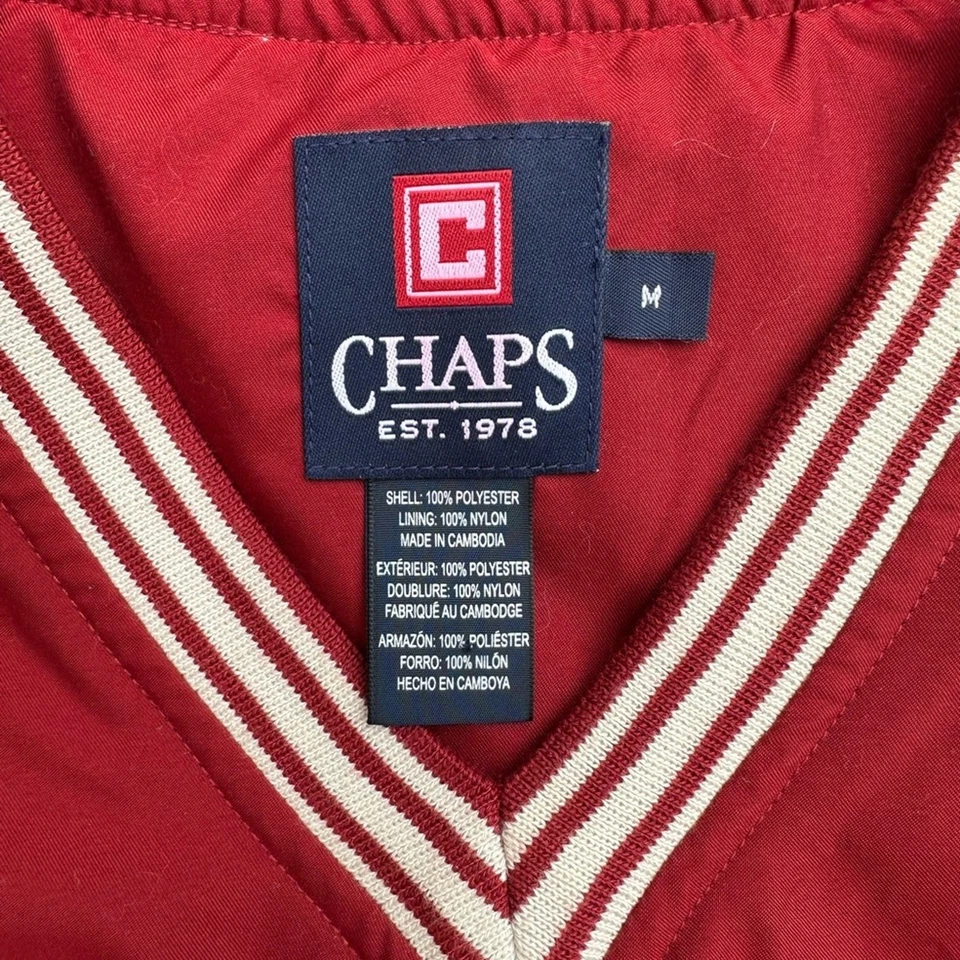 Chaps Crest Logo V Neck Banded Pullover Golf Vest 90s Retro Windbreaker Layer M - Image 3 of 4